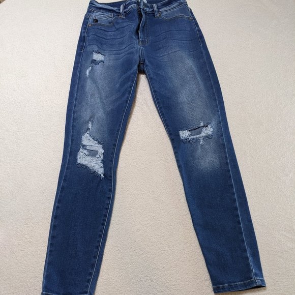 KanCan Meduim Blue Wash Skinny Ankle Distressed Jeans - Size 27 (Juniors 7) - Picture 10 of 12